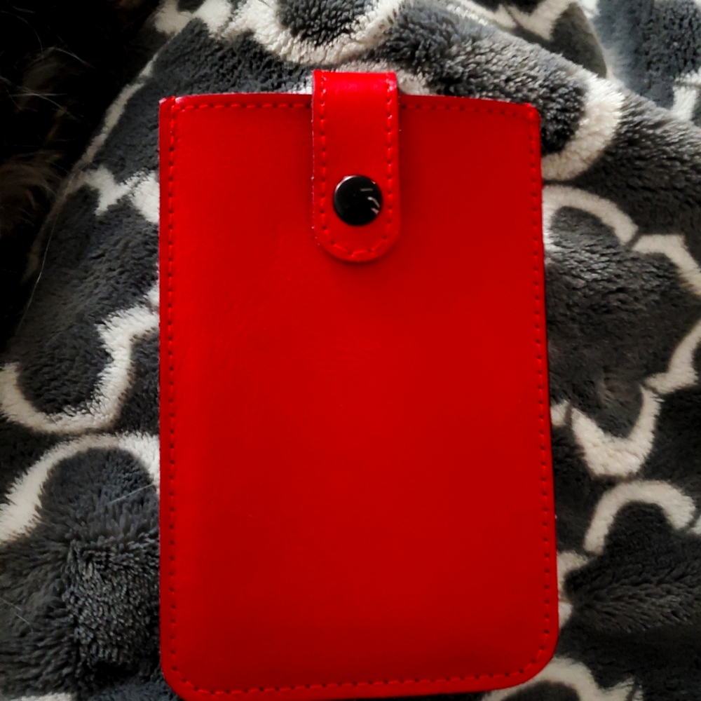 ORDNING & REDA red leather key ring ID holder